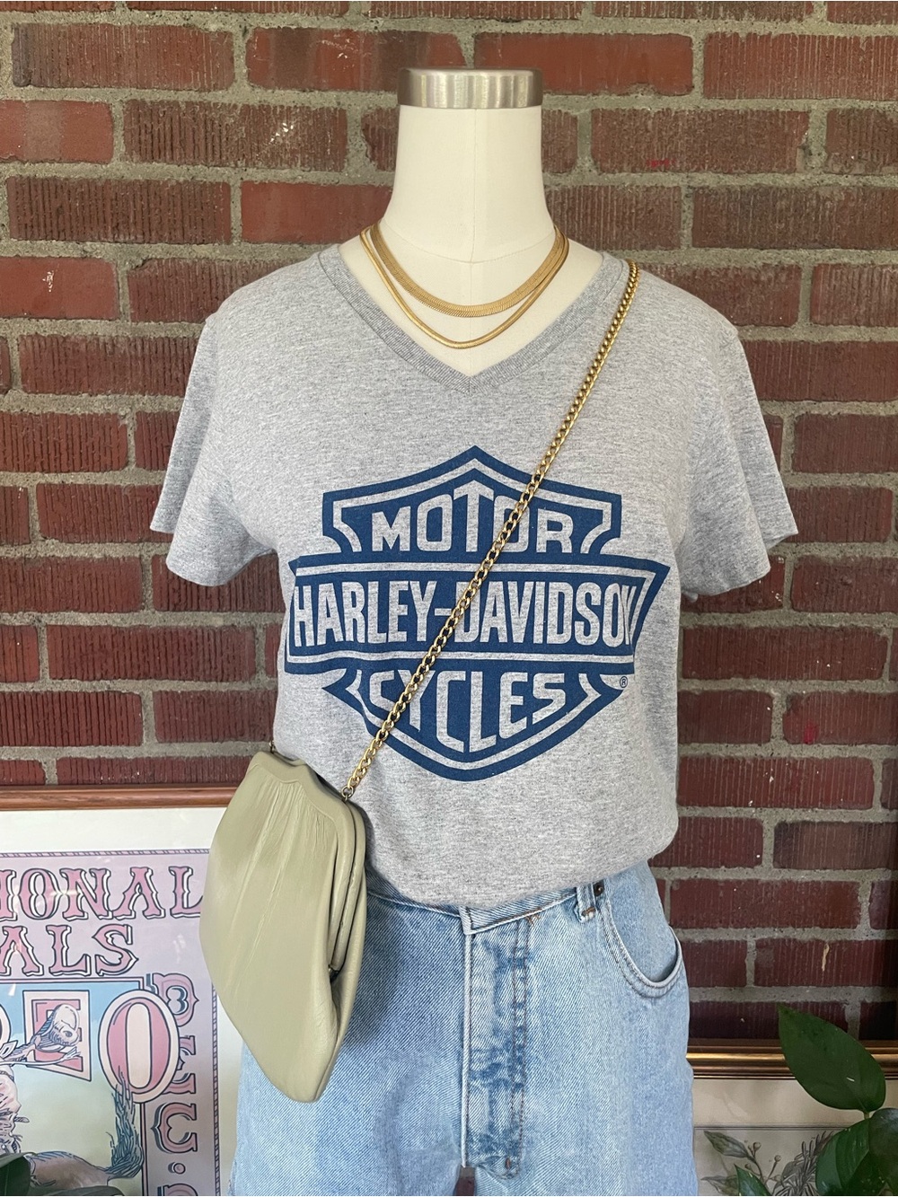 Harley-Davidson Gray Tee with Navy Logo